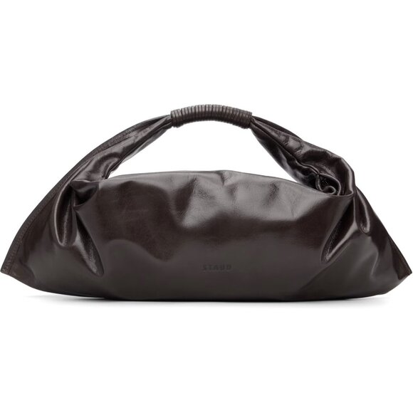 Staud XL Ronnie Bag Espresso Crinkle Leather 100% Cow Leather Slouchy Zip - NWT - Picture 2 of 4